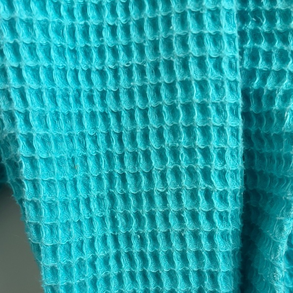 Turquoise Waffle Knit Robe - Picture 4 of 9